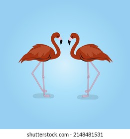 Florida Flamingo. Flamingos Or Flamingoes Are A Type Of Wading Bird. Vector Illustration.