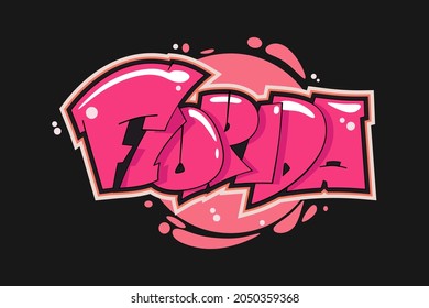 Florida graffiti style hand drawn lettering. Can be used for printing on t shirt and souvenirs. Posters, banners, cards, flyers, stickers. Decorative vector text.