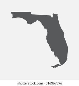 Florida grey state border map. 