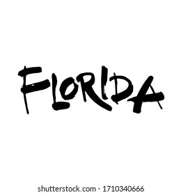 Florida. Hand drawn US state name isolated on white background. Modern brush ink calligraphy. Vector illustration.