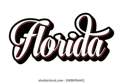 Florida hand lettering design calligraphy vector, Florida text vector trendy typography design