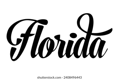 Florida hand lettering design calligraphy vector, Florida text vector trendy typography design