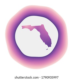 Florida icon. Colorful gradient logo of the US state. Purple and red Florida rounded sign with map for your design. Vector illustration.