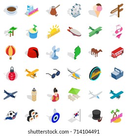 Florida icons set. Isometric style of 36 florida vector icons for web isolated on white background