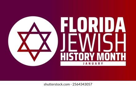 Florida Jewish History Month background banner or poster design template. observed every year in January. Holiday concept. Use to any Template, card, poster, placard, template.