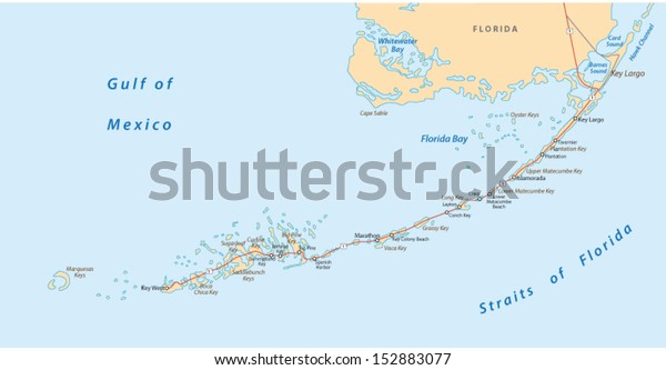 Florida Keys Map Stock Vector (Royalty Free) 152883077