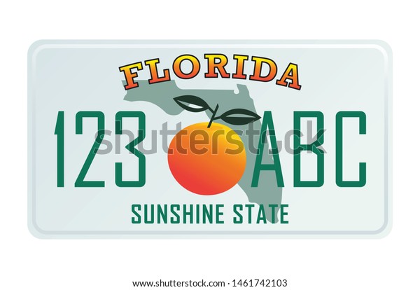 Florida License Plate Vector Illustration On Stock Vector Royalty