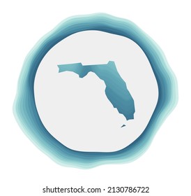 Florida logo. Badge of the us state. Layered circular sign around Florida border shape. Classy vector illustration.