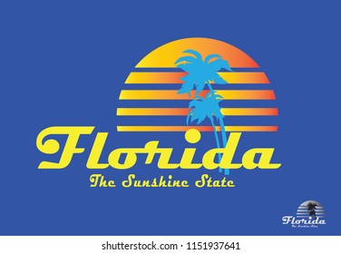 Florida logo design concept with nickname The Sunshine State, Vector EPS 10