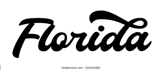 Florida logo. Hand Lettering. Vector illustration. Modern Calligraphy On White Background.