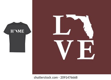 Florida Love Map Muster t Shirt