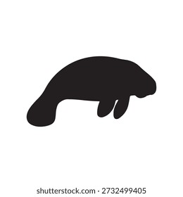 Florida manatee silhouette icon vector flat design