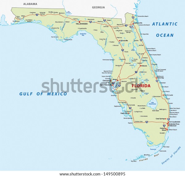 Florida Map Stock Vector (Royalty Free) 149500895 | Shutterstock