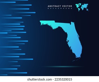 Florida map with abstract blue background technology.