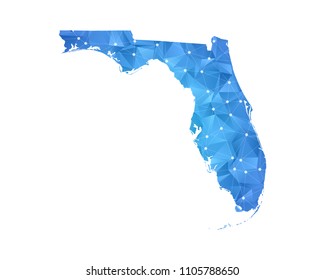 Florida Map - Abstract geometric rumpled triangular low poly style gradient graphic on white background , line dots polygonal design for your . Vector illustration eps 10.