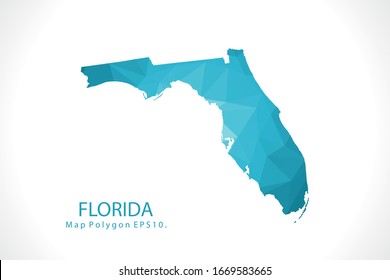 FLORIDA Map Abstract geometric rumpled triangular low poly style gradient graphic on white background