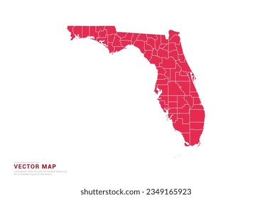 Florida Map - abstract style red isolated on white background for infographic, design vector.