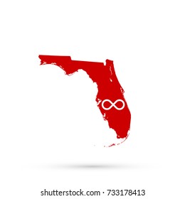 Florida map in Anglo-Metis flag colors, editable vector.