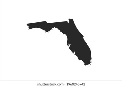 FLORIDA Map black Color on White Backgound