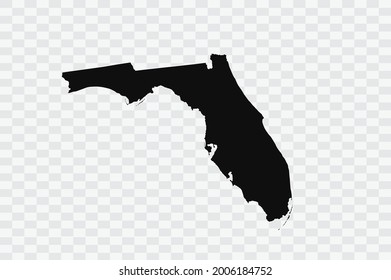 FLORIDA map black Color on Backgound png