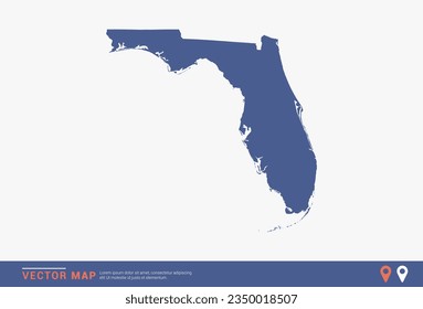 Florida Map - blue abstract style isolated on white background for infographic, design vector.