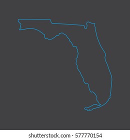 Florida map blue outline stroke line style