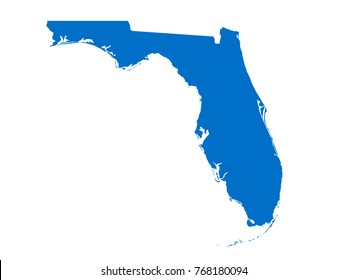 Florida map Blue vector isolated on white background