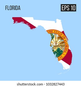 Florida map border with flag vector EPS10