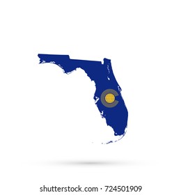 Florida map in Commonwealth of Nations flag colors, editable vector.