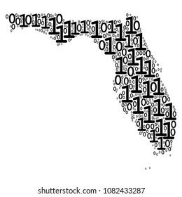 Florida Map composition icon of zero and null digits in various sizes. Vector digital symbols are scattered into Florida Map mosaic design concept.