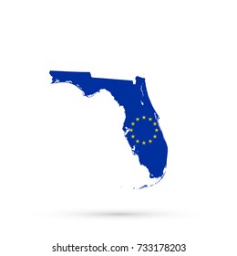 Florida map in European Union (EU) flag colors, editable vector.