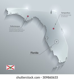 Florida Map Flag Glass Card Paper 3D Vector