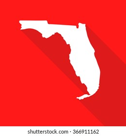 Florida map flat simple style with long shadow.