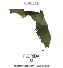Florida map in geometric polygonal military style.Abstract tessellation,modern design background. Vector illustration eps 10.