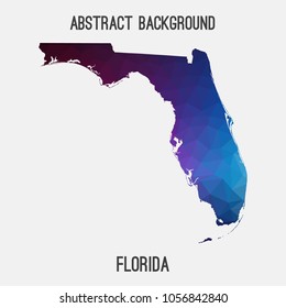 Florida map in geometric polygonal,mosaic style.Abstract tessellation,modern design background,low poly. Geometric cover, mockup. Vector illustration.
