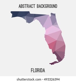 Florida map in geometric polygonal,mosaic style.Abstract tessellation,modern design background,low poly. Vector illustration.