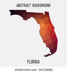 Florida map in geometric polygonal,mosaic style.Abstract tessellation,modern design background. Vector illustration EPS8