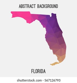 Florida map in geometric polygonal,mosaic style.Abstract tessellation,modern design background. Vector illustration EPS8