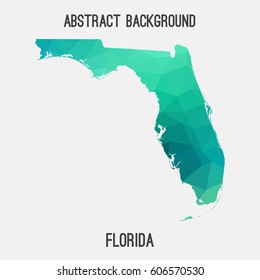 Florida map in geometric polygonal,mosaic style.Abstract tessellation,modern design background,low poly. Vector illustration.