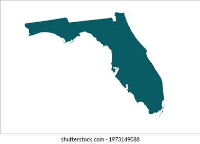 FLORIDA Map Green Color on White Backgound