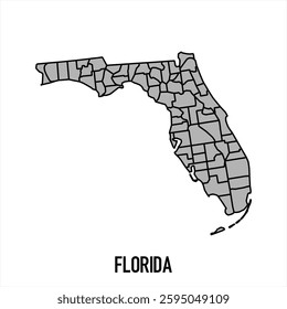 Florida map in grey style isolated on white background. Vector illustration.	