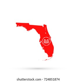 Florida map in Haida flag colors, editable vector.