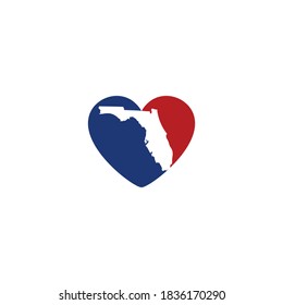 Florida Map And Heart Logo Design Template
