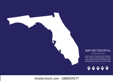 FLORIDA map High Detailed on  blue background.