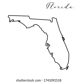 Florida map high quality vector. American state simple hand made line drawing map