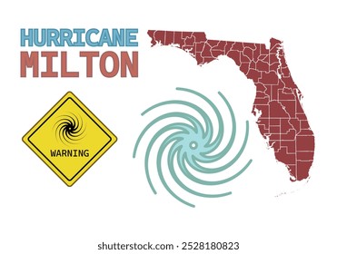 Florida map with Hurricane Milton warning