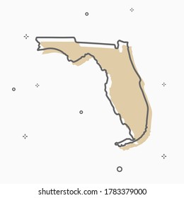 Florida map icon Memphis style state map thin line style.  infographic icon map with small thin line geometric figures.  Vector illustration linear modern concept