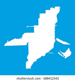 Florida map icon white isolated on blue background vector illustration
