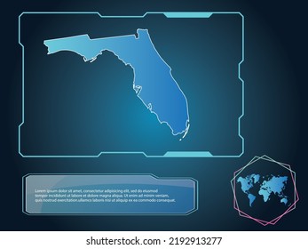 FLORIDA Map infographic technology blue Color element collection background