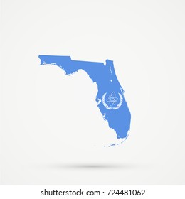 Florida map in International Atomic Energy Agency (IAEA) flag colors, editable vector.